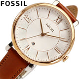 Fossil Jacqueline White Dial Brown Leather Strap Watch for Women - ES3842