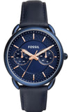 Fossil Tailor Blue Dial Blue Leather Strap Watch for Women - ES4092