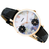 Fossil Jacqueline Mother of Pearl Dial Black Leather Strap Watch for Women - ES4535