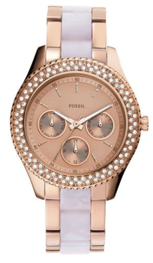 Fossil Stella Multifunction Rose Gold Dial Two Tone Steel Strap Watch for Women - ES4755