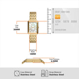 es5304_4 Gold watch dimensions, stainless steel strap, 26mm case, vs credit card