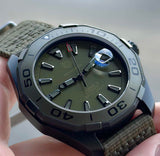 Tag Heuer Aquaracer Automatic Green Dial Khakhi Green Nylon Strap Watch for Men - WAY208E.FC8222