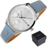 Tommy Hilfiger Brooke Silver Dial Blue Leather Strap Watch for Women - 1782023