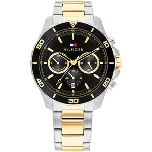 Tommy Hilfiger Jordon Chronograph Black Dial Two Tone Steel Strap Watch For Men - 1792095