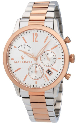 Maserati Tradizione White Dial Two Tone Stainless Steel Strap Watch For Men - R8873625001