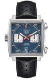 Tag Heuer Monaco Automatic Chronograph Blue Dial Black Leather Strap Watch for Men - CAW211P.FC6356