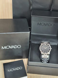 Movado Museum Black Dial Silver Steel Strap Watch For Men - 606878