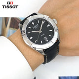 Tissot PR 100 Sport Quartz Black Dial Black Leather Strap Watch For Men - T101.610.16.051.00