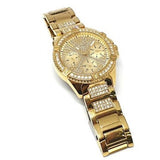 Guess Frontier Diamonds Gold Dial Gold Steel Strap Watch For Women - W1156L2