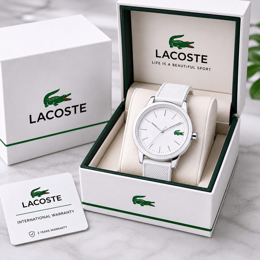 Lacoste 12.12 White Dial White Silicon Strap Watch for Men - 2010984