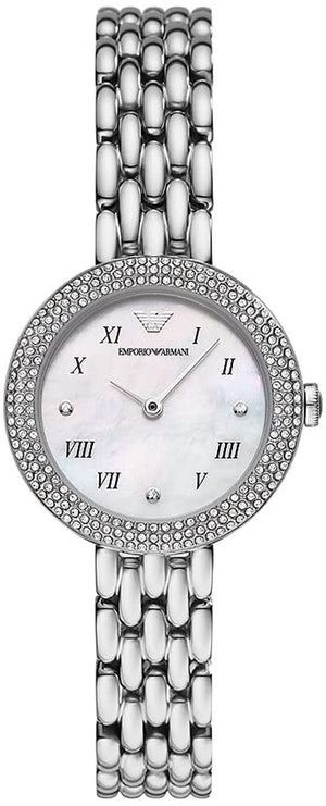 Emporio Armani Rosa Quartz White Dial Silver Steel Strap Watch For Women - AR11354