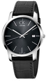 Calvin Klein City Quartz Black Dial Black Leather Strap Watch for Men - K2G2G1C3