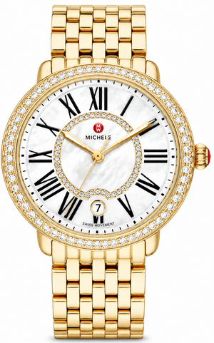 Michele Serein Silver Dial Gold Steel Strap Watch for Women - MWW21B000031