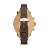 Fossil Boyfriend White Dial Brown Leather Strap Watch for Women - ES3616