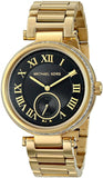 Michael Kors Skylar Black Dial Gold Steel Strap Watch for Women - MK5989