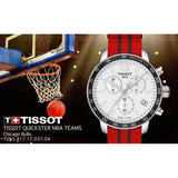 Tissot Quickster Chronograph NBA Chicago Bulls White Dial Red NATO Strap Watch For Men - T095.417.17.037.04