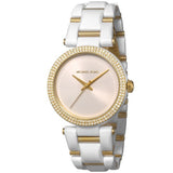 Michael Kors Delray Rose Gold Dial White Steel Strap Watch for Women - MK4315