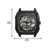 Fossil Inscription Automatic Skeleton Black Dial Black Steel Strap Watch for Men - BQ2574