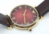 Emporio Armani Gianni T Bar Burgundy Dial Burgundy Leather Strap Watch For Women - AR1758