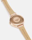 Emporio Armani Gianni T-Bar Quartz Rose Gold Dial Pink Leather Strap Watch For Women - AR11001