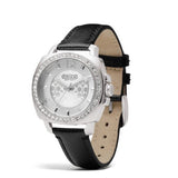 Coach Boyfriend Silver Dial Black Leather Strap Watch for Women - 14503152