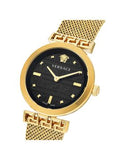 Versace Meander Black Dial Gold Mesh Bracelet Watch for Women - VELW00720