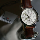 Tissot T Race PRC 200 Chronograph White Dial Brown Leather Strap Watch for Men -  T17.1.516.32