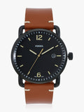 Fossil Commuter Three Hand Date Black Dial Brown Leather Strap Watch for Men - FS5276