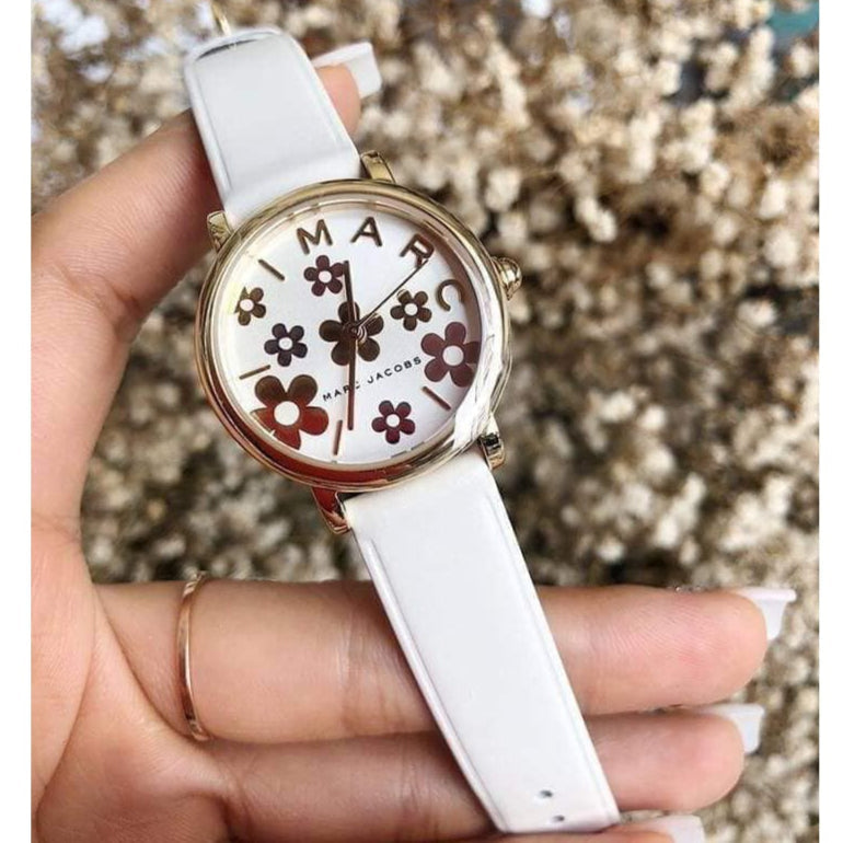 Marc Jacobs Roxy White Dial White Leather Strap Watch for Women - MJ1607