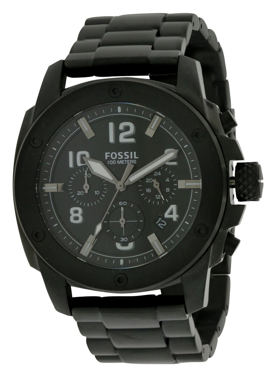 Fossil Machine Chronograph Black Dial Black Steel Strap Watch for Men - FS4927