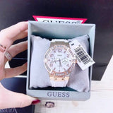 Guess Diamonds White Dial White Rubber Strap Watch For Women - W0426L1