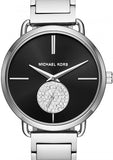 Michael Kors Portia Black Dial Silver Steel Strap Watch for Women - MK3638