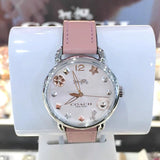 Coach Delancey White Dial Pink Leather Strap Watch for Women - 14502799