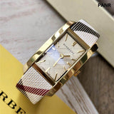 Burberry Nova Gold Tone Square Dial Leather Strap Watch for Women - BU1582