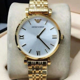 Emporio Armani Gianni T Bar Silver Dial Gold Stainless Steel Strap Watch For Women - AR1877