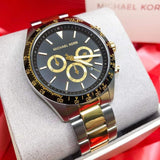 Michael Kors Layton Chronograph Black Dial Two Tone Steel Strap Watch For Men - MK8784