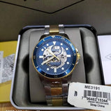 Fossil FB-01 Automatic Skeleton Blue Dial Two Tone Steel Strap Watch for Men - ME3191