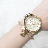 Fossil Cecile Chronograph Gold Dial Gold Steel Strap Watch for Women - AM4482