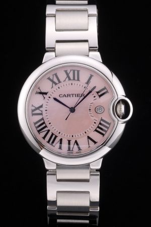 Cartier Ballon Bleu De Cartier Pink Dial Silver Steel Strap Watch for Women - W6920041