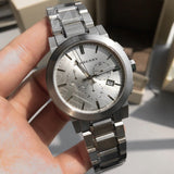 Burberry The City Chronograph Silver Dial Silver Steel Strap Watch for Men - BU9350