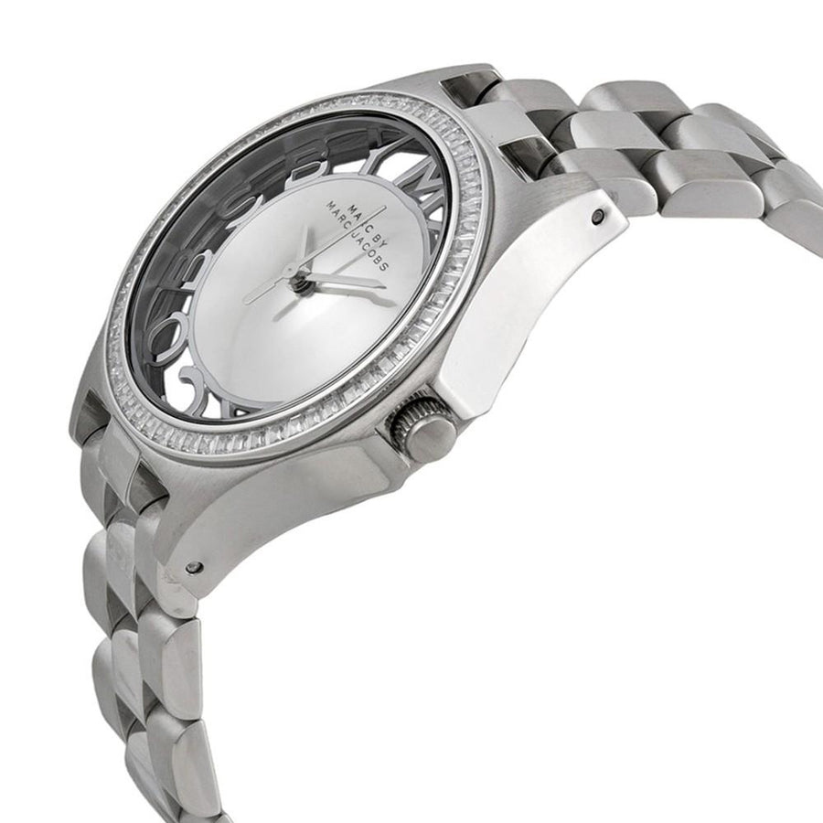 Marc Jacobs Henry Transparent Silver Dial Silver Steel Strap Watch for Women - MBM3337