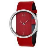 Calvin Klein Glam Transparent Dial Red Leather Strap Watch for Women - K9423144