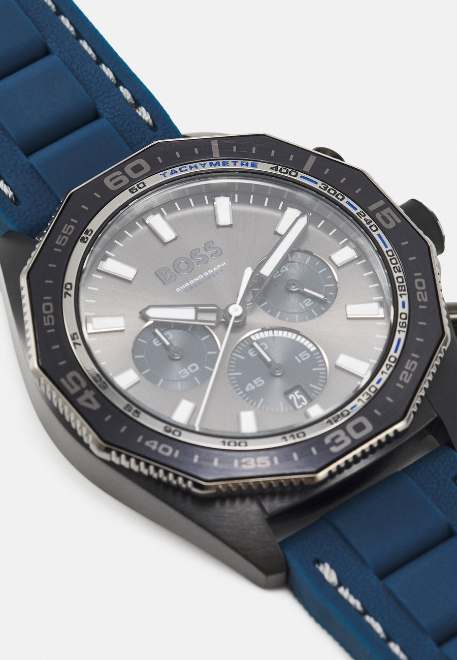 Hugo Boss Energy Chronograph Grey Dial Blue Rubber Strap Watch For Men - 1513972