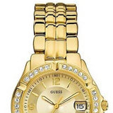 Guess Dazzling Diamonds Gold Dial Gold Steel Strap Watch for Women - W85110L1