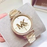 Michael Kors Sofie Quartz Gold Dial Gold Steel Strap Watch For Women - MK4334