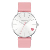 Coach Perry Silver Dial Pink Leather Strap Watch for Women - 14503516