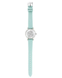 Emporio Armani Gianni T Bar Analog Crystals Silver Dial Blue Leather Strap Watch For Women - AR11443