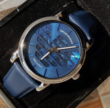 Emporio Armani Luigi Automatic Blue Dial Blue Leather Strap Watch For Men - AR60030