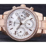 Guess Mini Surprise Analog Silver Dial Rose Gold Steel Strap Watch For Women - W0623L2