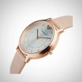 Emporio Armani Kappa Rose Gold & White Dial Beige Nude Leather Strap Watch For Women - AR2510